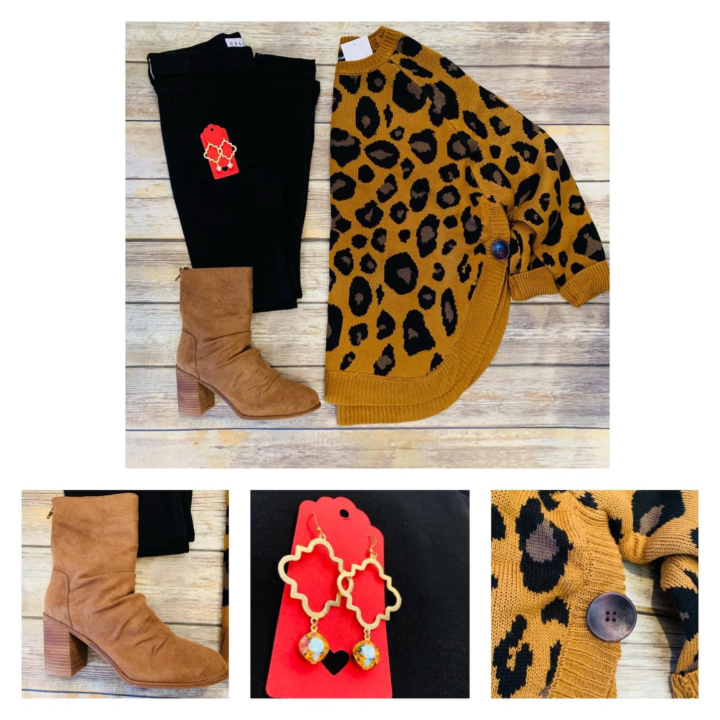 Leopard Print Waffle Sweater with Rounded Bottom