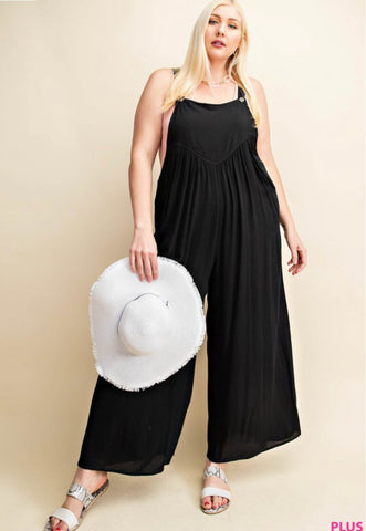 Black Overalls Jumpsuit- Plus