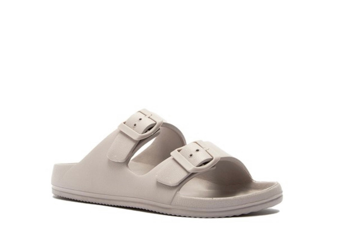 Warm Grey Slip On Rubber Sandal
