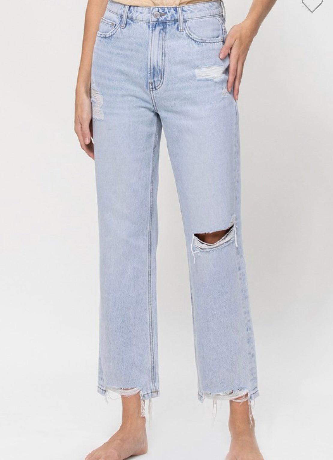 Light Wash Vintage Distressed Crop Jeans