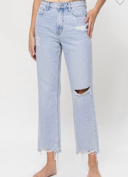 Light Wash Vintage Distressed Crop Jeans