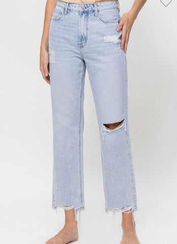 Light Wash Vintage Distressed Crop Jeans