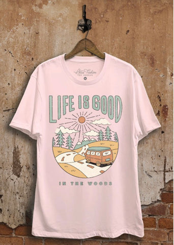 Light Pink Life Is Good Boyfriend Tee