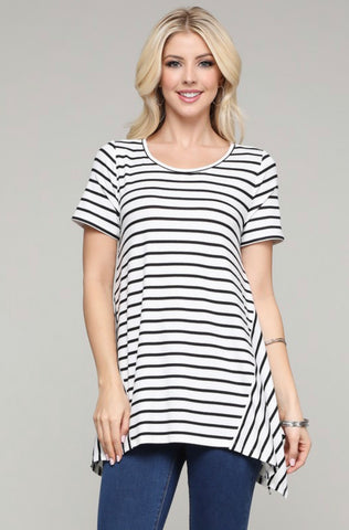 Black & White Stripe Tunic Top