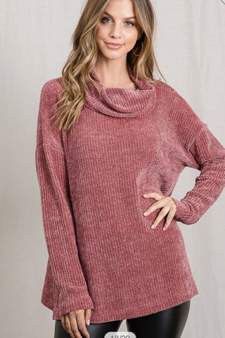 Vintage Mauve Turtle Neck Knit Sweater