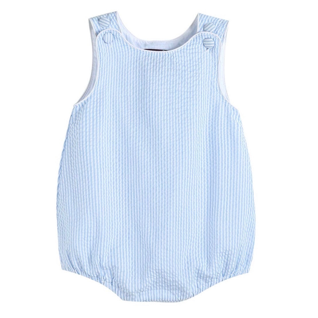 Basic Light Blue Seersucker Bubble Romper- Kids