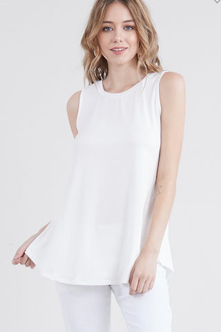 Off-White Sleeveless Lightweight Tunic Tank Top