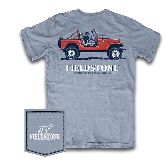 Jeep Dog Blue Fieldstone Outdoors Tee T-shirt Unisex