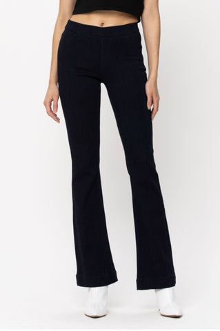 Cello Dark Denim Pull-on Flare Dress Jeans