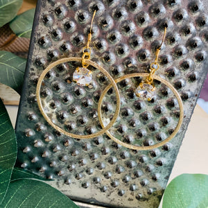 Gold Hoops with Clear Swarovski Crystal - BB