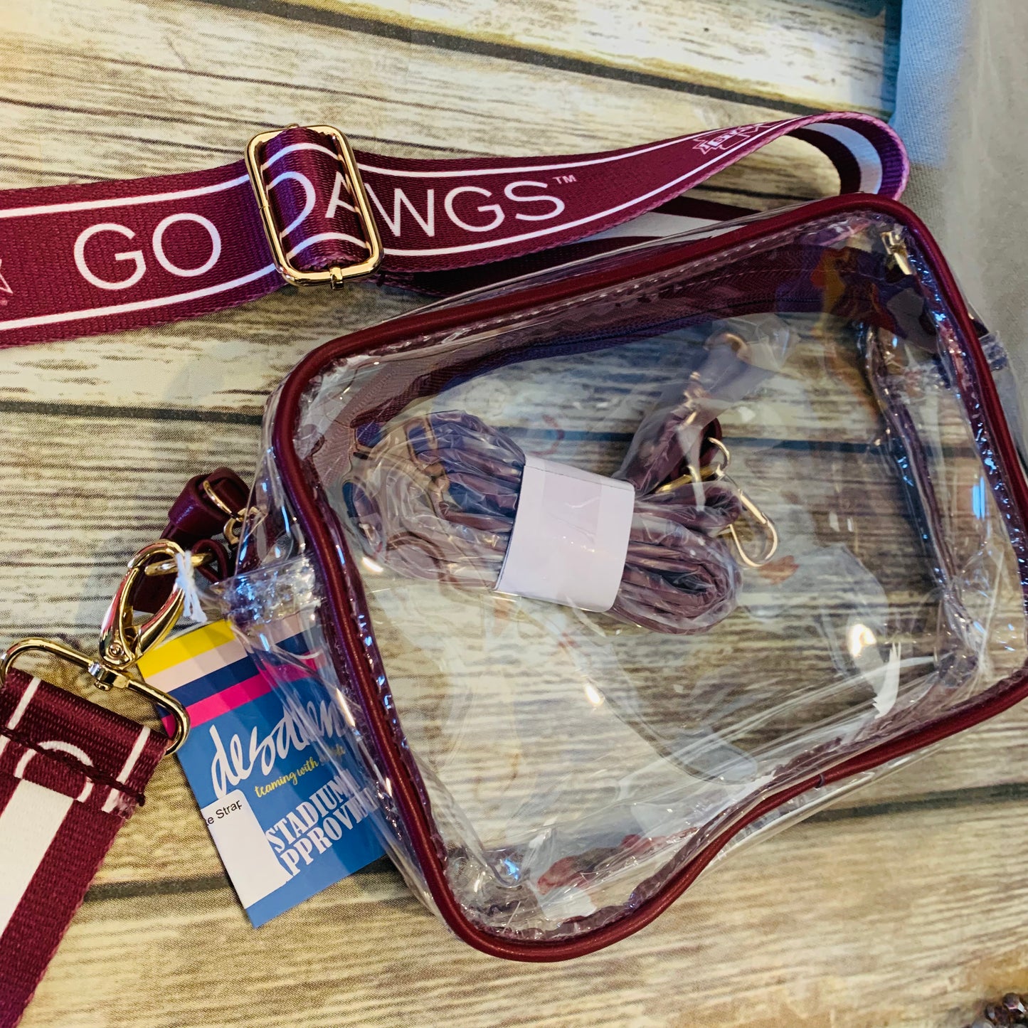 Clear Purse with Interchangeable Collegiate Strap