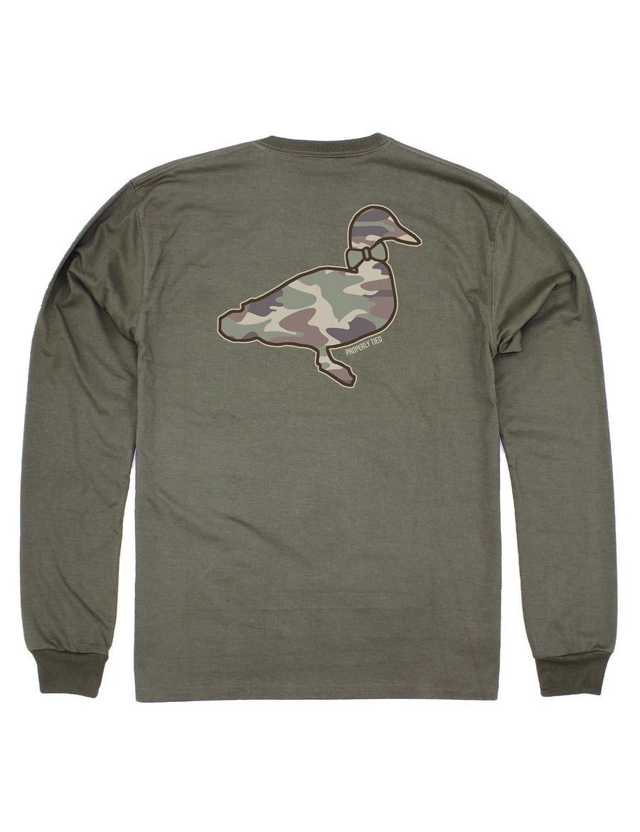 Camo Duck Logo Olive Long-sleeve- Kids