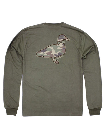 Camo Duck Logo Olive Long-sleeve- Kids