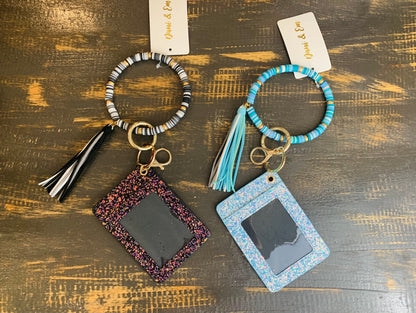 Sparkly Wallet Holder w/ Key Ring Bangle & ID