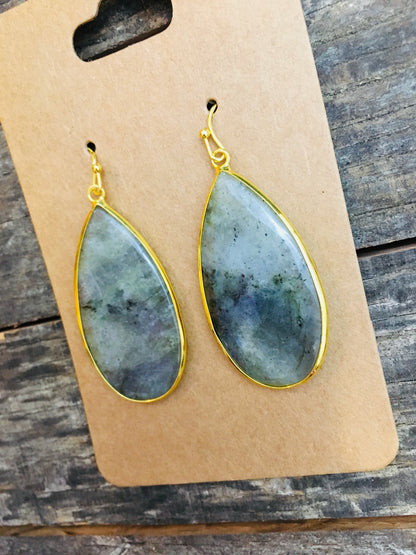 Teardrop Gray Marbled Earrings - BB