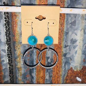 Hoop Earrings with Blue Swarovski Crystal - BB