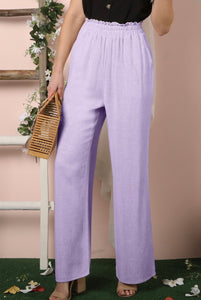 Lilac Pull On Linen Pants
