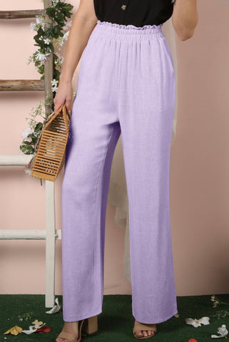 Lilac Pull On Linen Pants