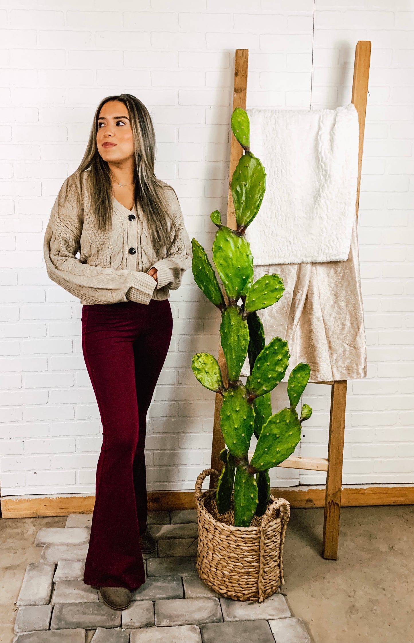 Oatmeal Knit Button Down Sweater
