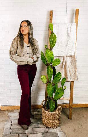 Oatmeal Knit Button Down Sweater