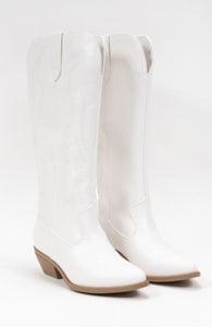Tall Cowboy White Boots