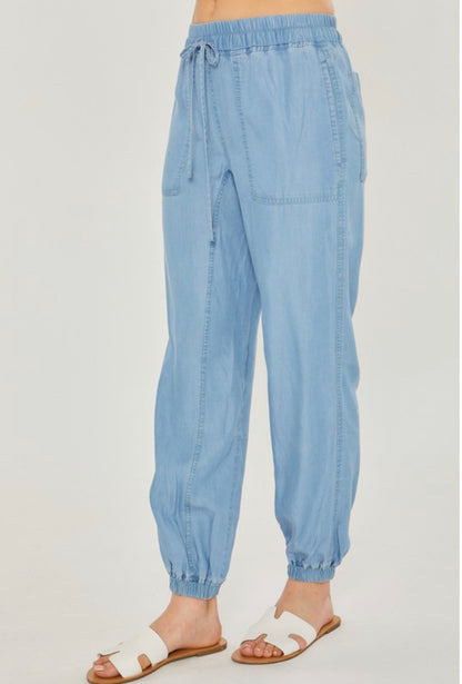 Medium Denim Tencel Jogger Pants