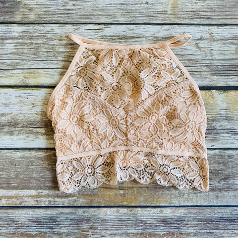 Sand High Neck Lace Bralette
