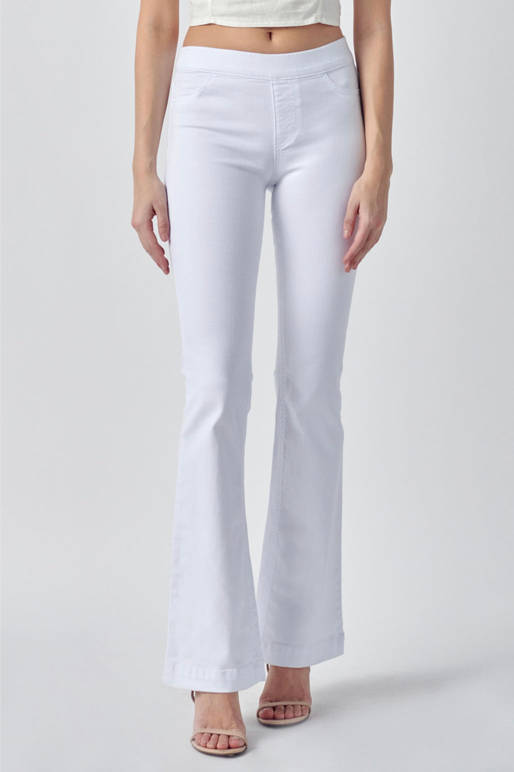 White Denim Mid Rise Flare Jeggings