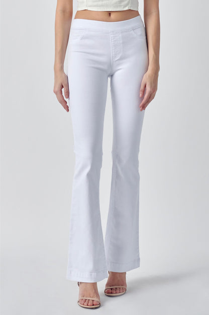 White Denim Mid Rise Flare Jeggings