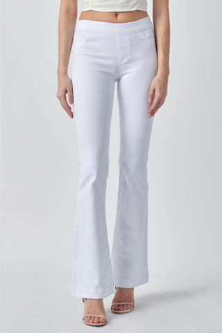 White Denim Mid Rise Flare Jeggings