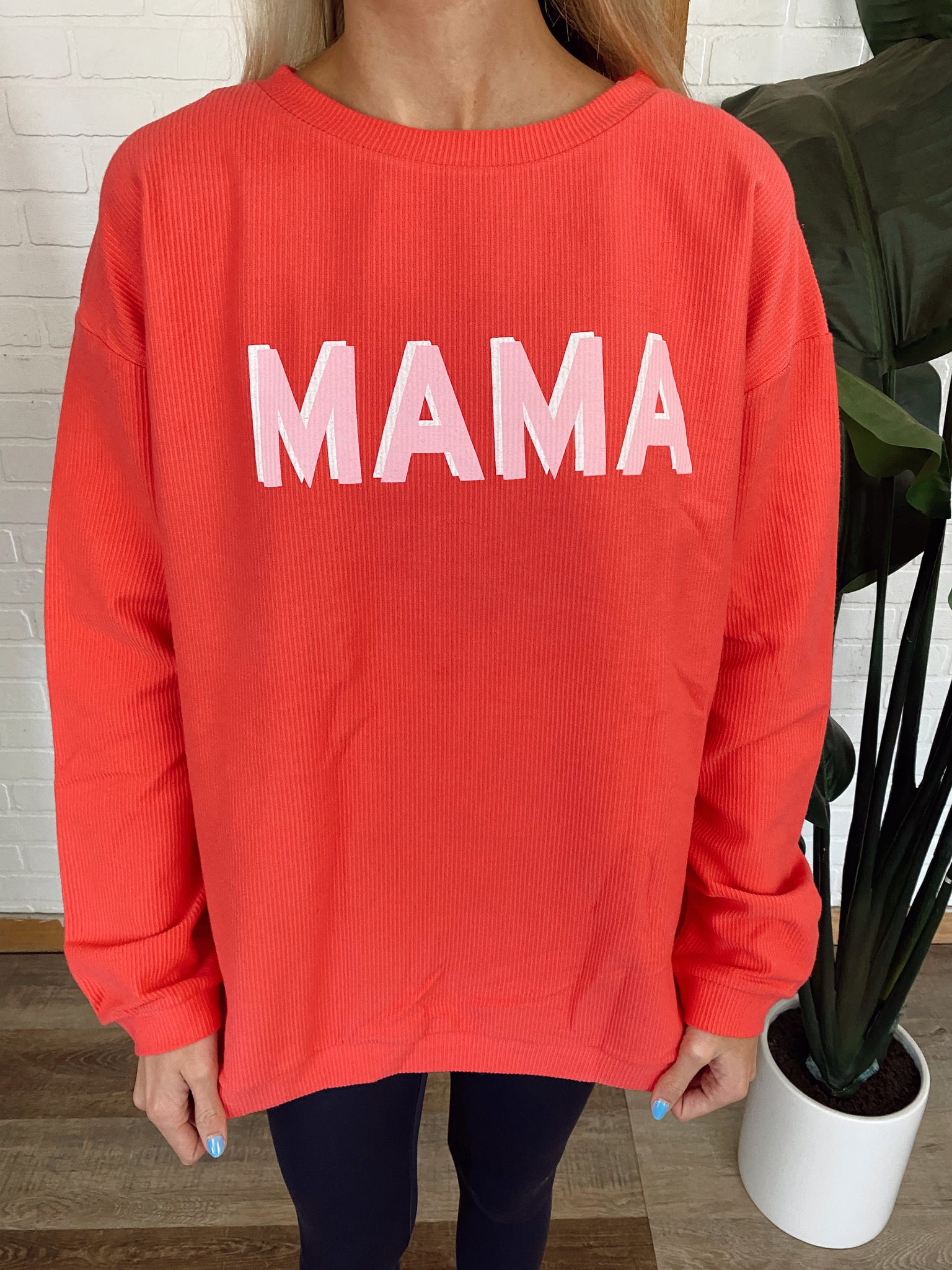 Imperial Red MAMA Corded Sweatshirt