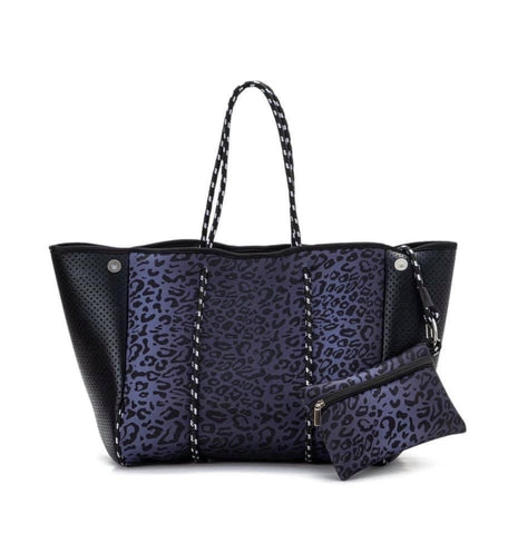 Neoprene Navy Leopard Bag