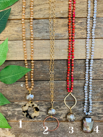 Long Crystal Necklaces with Pendant - BB