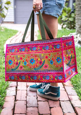 Carryall Floral Tote- Natural Life
