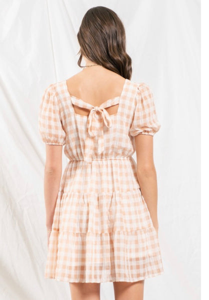 Backtie Gingham Mini Dress