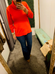 Red Cowl Neck Long Sleeve Sweater