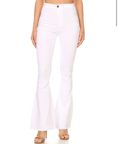 White High Waisted Flared Jeans