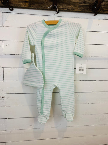 Mint Stripe Onesie and Baby Hat- Kids