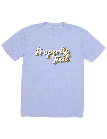 Retro Script Baby Blue Heather Short Sleeve Portland Tee