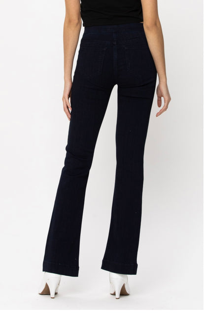 Cello Dark Denim Pull-on Flare Dress Jeans
