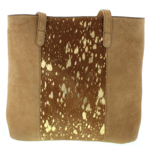 Gold Foil and Suede Tote by Jane Marie
