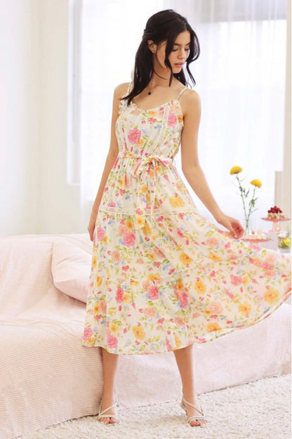 Lace Floral Midi Dress