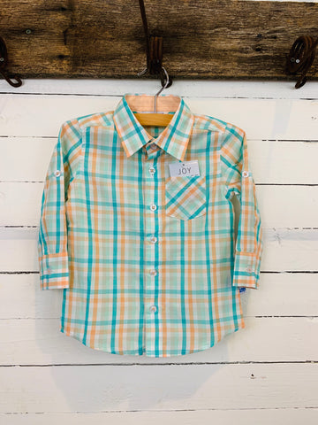 Presley Plaid Button Down Shirt- Kids