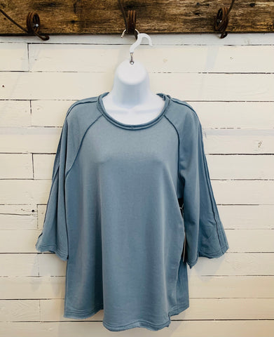 Steel Blue Oversized Raglan Top