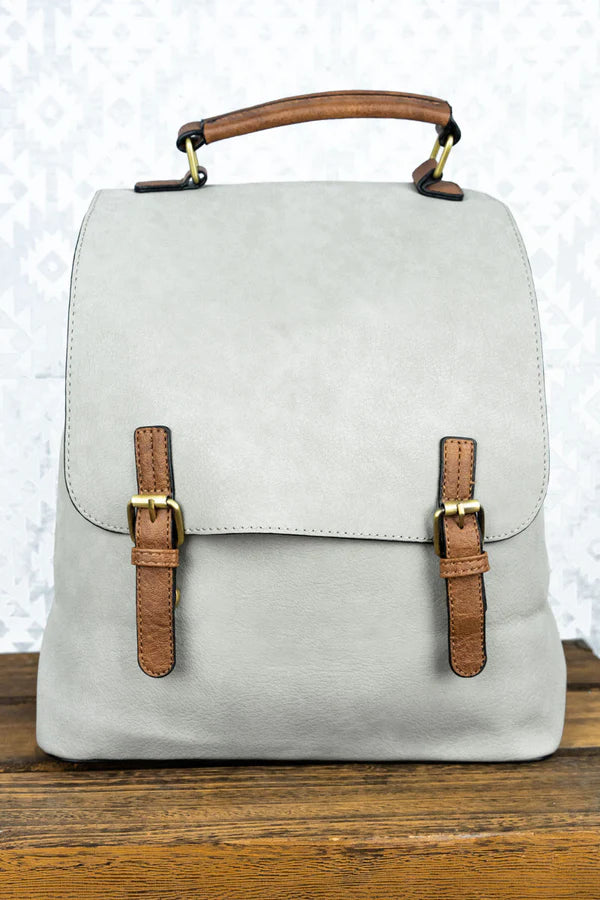 Faux Leather Satchel Backpack
