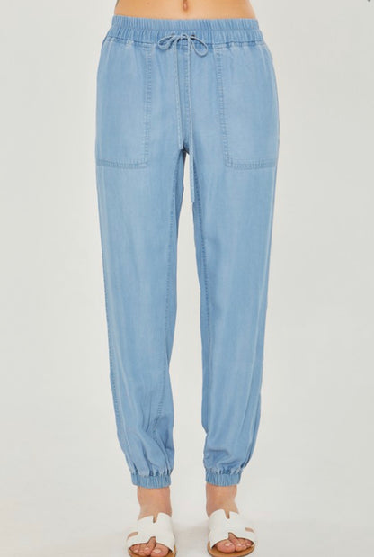 Medium Denim Tencel Jogger Pants