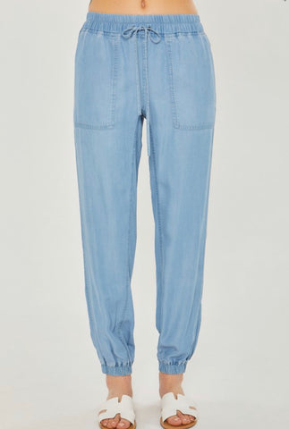 Medium Denim Tencel Jogger Pants