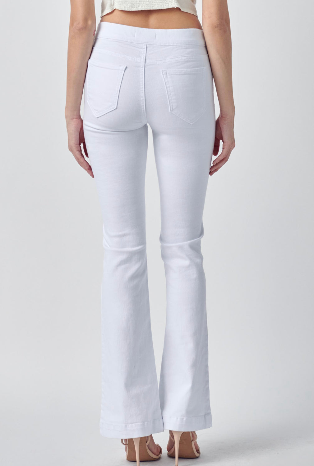 White Denim Mid Rise Flare Jeggings