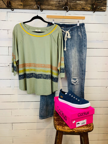 Faded Sage 3/4 Sleeve Top
