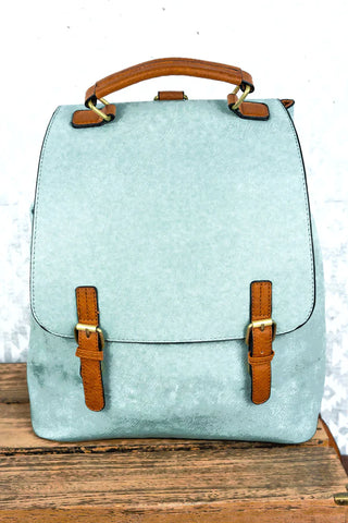 Faux Leather Satchel Backpack